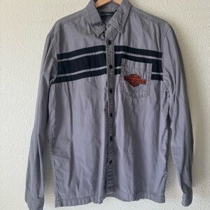 Harley Davidson Long Sleeve Button Down Utility Mechanic Biker Shirt Men’s L